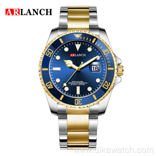 ARLANCH A306 New Water Ghost Series Classic Green Dial Luxury Men Not Automatic Watches Stainless Steel Waterproof Quartz Watch